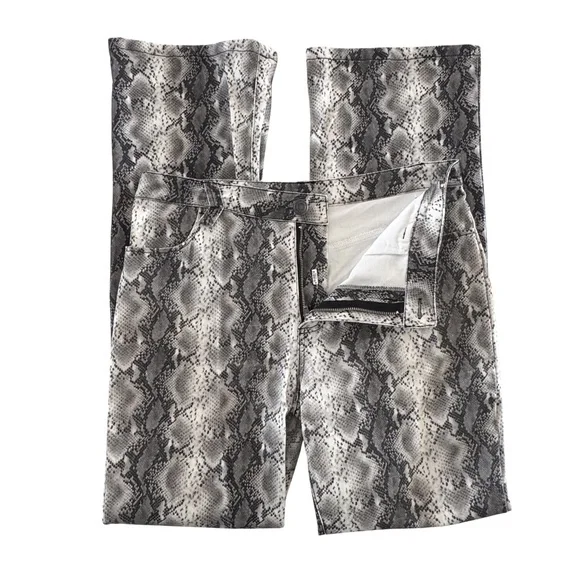 Current Air Los Angeles Snakeskin Print Flare Pants High Rise Festival - Picture 3 of 11